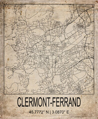Fototapeta premium Clermont Ferrand France Retro Minimalist City Map Poster