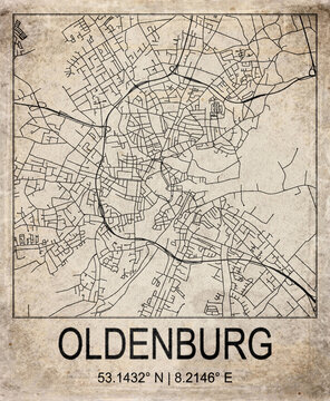 Oldenburg Germany Retro Minimalist City Map Poster