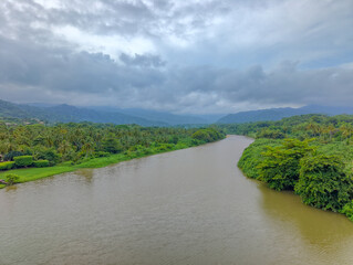 Obraz premium River Flowing Through Lush Green Landscape in Tayrona, Colombia