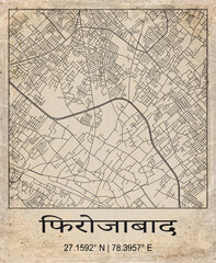 Obraz premium Firozabad India Retro Minimalist City Map Poster