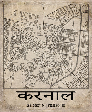 Karnal India Retro Minimalist City Map Poster