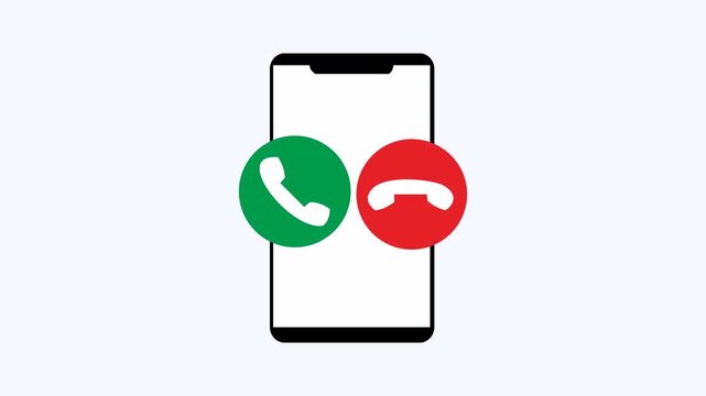 Smartphone icons for accepting or declining incoming calls. Suitable for mobile app concepts, communication themes, and technology designs.