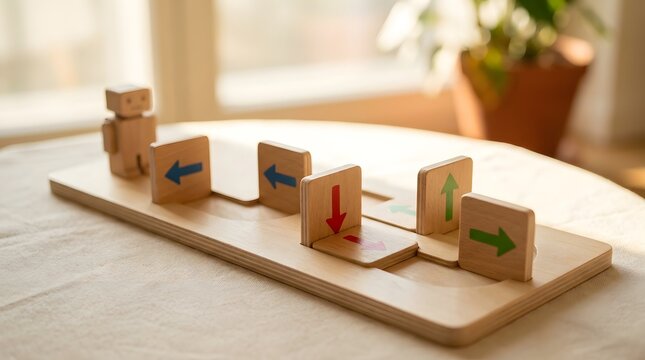 Colorful Arrows Blocks on Wooden Path