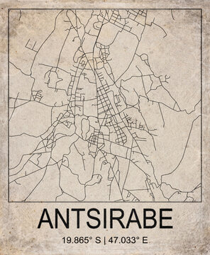 Antsirabe Madagascar Retro Minimalist City Map Poster