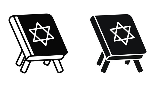 Two black standing tablets with star of david icons