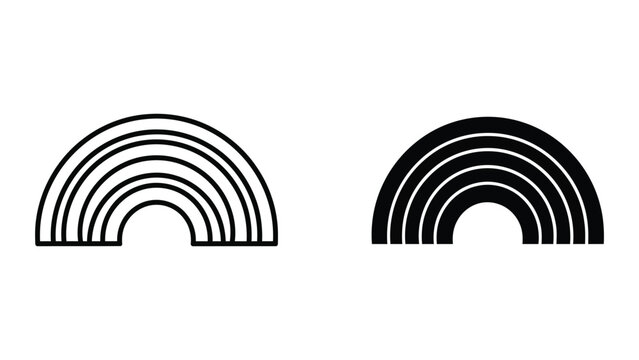 Minimalist black and white rainbow arcs design
