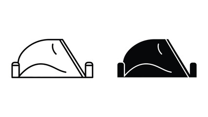 Isolated tent icon with and without fill color © MSTAFIYA