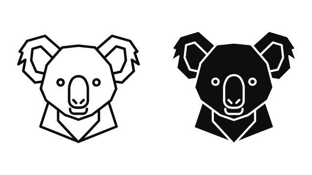 Black and white koala head illustration vector