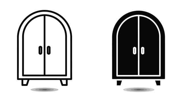 Modern arched double-door cabinet in black and white