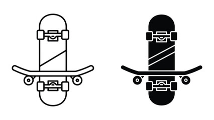 Minimalist skateboard top and bottom view icons © MSTAFIYA