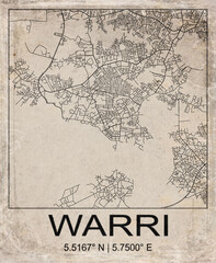 Fototapeta premium Warri Nigeria Retro Minimalist City Map Poster