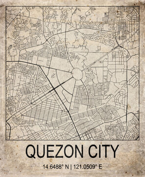 Quezon City Philippines Retro Minimalist City Map Poster
