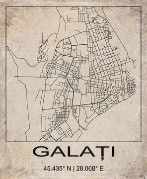 Galati Romania Retro Minimalist City Map Poster