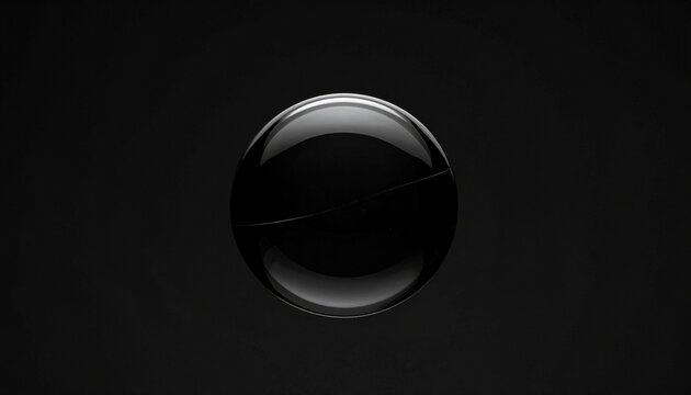 A minimalist abstract background featuring a glossy dark spherical orb isolated on a black surface creating a sophisticated design concept.