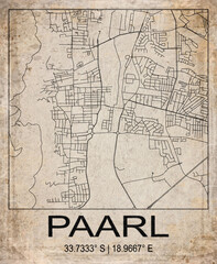 Fototapeta premium Paarl South Africa Retro Minimalist City Map Poster
