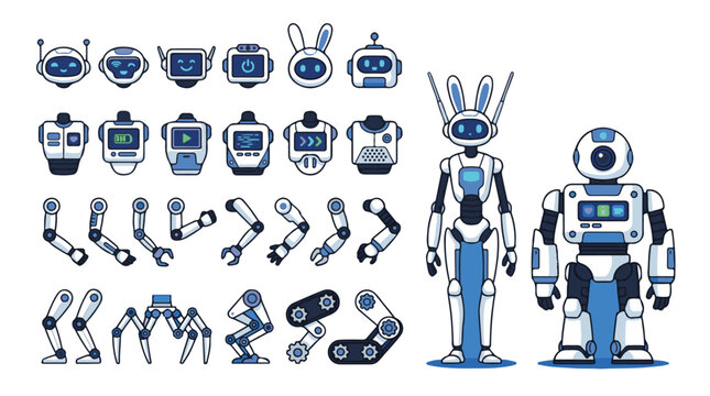 Robot Character Constructor Kit with Various Heads Torsos Arms and Legs