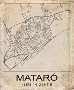 Mataro Spain Retro Minimalist City Map Poster