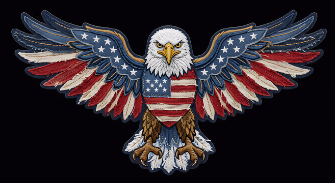American Eagle PNG | 4th July Patriotic Clipart | Faux Patchwork Sublimation Design | Digital Download