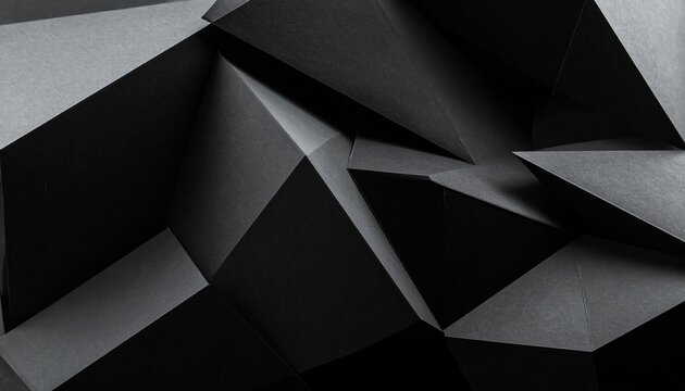 Abstract background featuring dark geometric shapes and sharp triangular shadows created with folded paper for modern design projects.