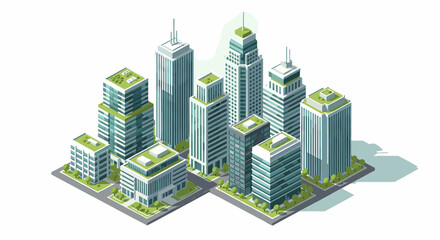 Fototapeta premium A clean, isometric illustration of a modern office building suggests corporate success, growth, and a positive work environment. Ideal for business pr