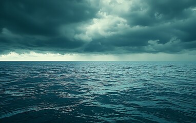Fototapeta premium Dark Ocean Stormy Sky Dramatic Seascape