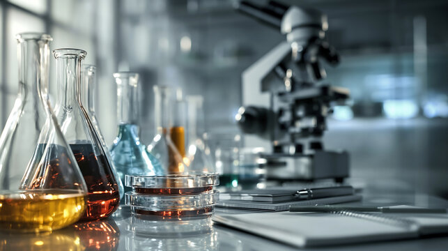 Close-up of microscope objectives in bright laboratory light, showing precise scientific equipment with a clean modern research atmosphere.