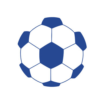Blue and White Soccer Ball Vector Icon - Minimalist Football Symbol for Sports and Competition Design