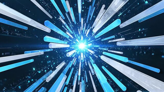 Abstract technology background with glowing light streaks creating dynamic tunnel effect.
