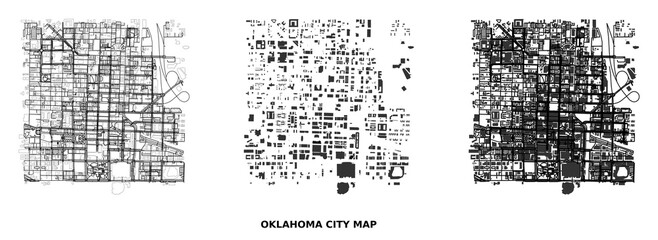 Oklahoma city map abstract urban street grid pattern black and white vector illustration © Abir Creative Studio