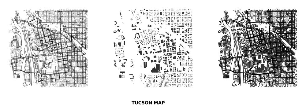 Tucson city map urban planning architecture building footprints street network layout