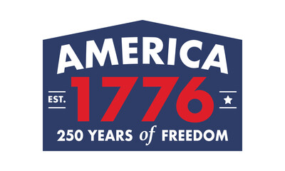 Fototapeta premium United States of America 250th Anniversary. 250 years. USA Independence Day 2026. 4th of July. Graphic with National Flag and Patriotic Stars. Vector