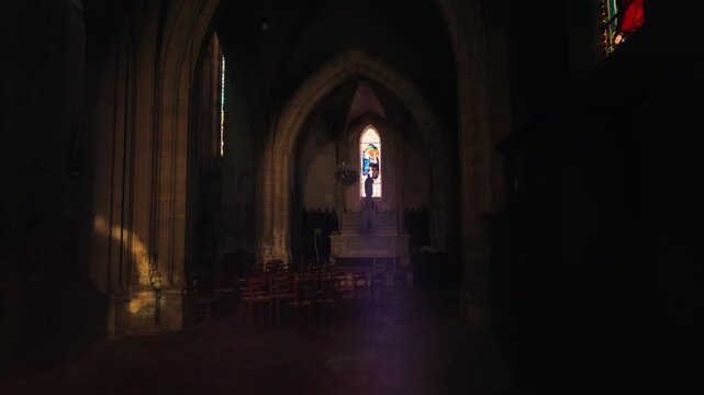 Issigeac Saint Felicien Church Interior with Light Rays