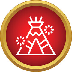 Teepee or wigwam icon representing indigenous housing and culture against a red background © ylivdesign