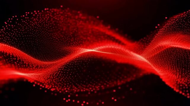 Red Futuristic Wave-Like Particles Background