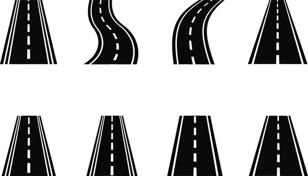 Road sections and curves a collection of black and white illustrations