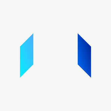 Minimalist corporate abstract logo featuring two blue gradient parallel geometric shapes on clean white background.