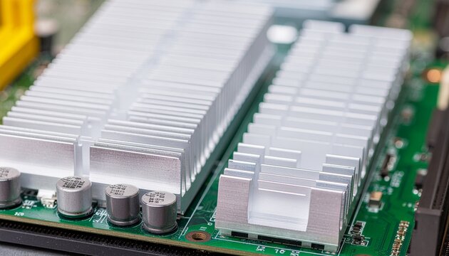 Dissipateurs thermiques en aluminium sur une carte m&egrave;re informatique