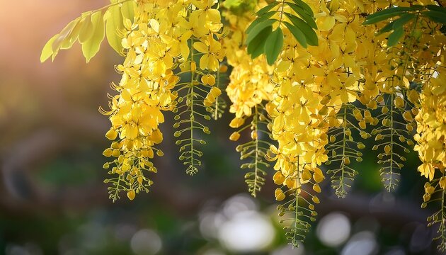 close up yellow golden shower cassia fistula flower