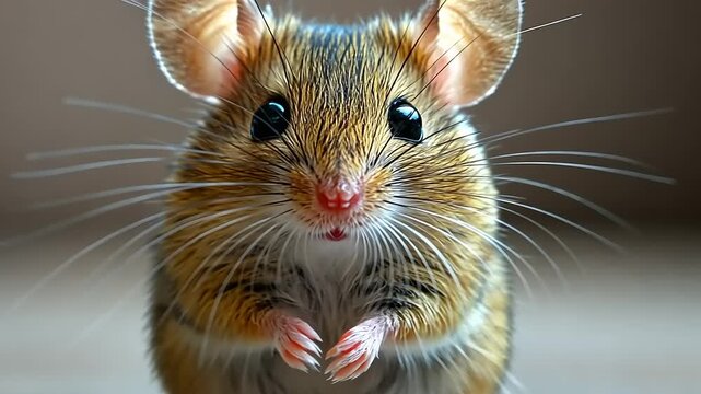Cute brown mouse looking directly forward.