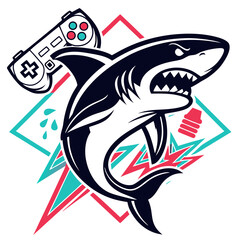 Colorful shark esport with game controller gaming © Koli