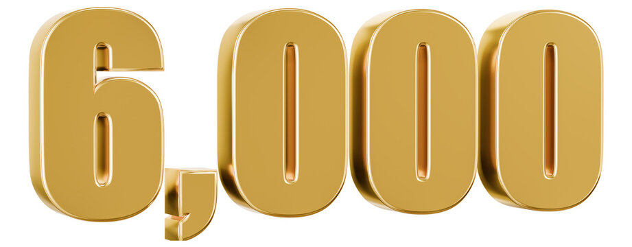 Metallic shiny gold 6,000 3D illustration