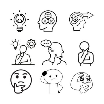 Human Mind, Psychology and Critical Thinking Vector Icons &ndash; Mental Health and Logic