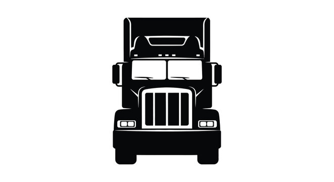 front view of semi truck silhouette high quality professional detailed modern elegant stylish clean crisp vibrant colorful digital