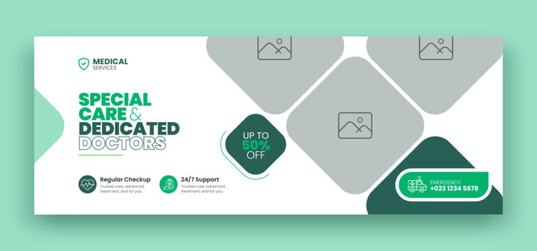 Medical healthcare facebook timeline cover and web banner template
