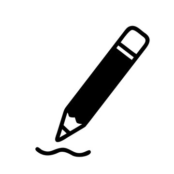 Pencil writing squiggle line icon silhouette on transparent background vector graphic element.