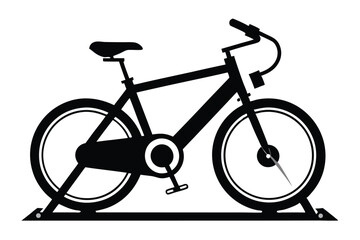 Fototapeta premium stationary bike silhouette line art vector illustration