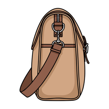 Brown leather duffel bag with adjustable shoulder strap and metal buckle closure