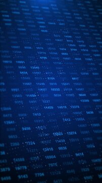 Digital numbers analytics screen blue value rows, soft depth blur, and glowing data grid style. for business reports, finance videos, database promos, AI analysis, dashboards, and technology overlays.
