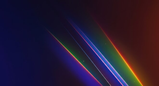 Abstract background featuring multicolored refractions and sharp spectral light divisions creating a vibrant textured surface, red, green, design