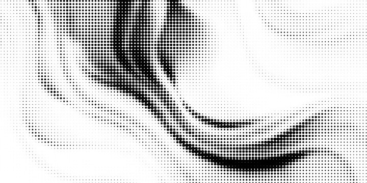 Dotted gradient vector illustration, white and black halftone background, horizontal seamless dotted lines, monochrome dots texture backdrop, retro effect. modern